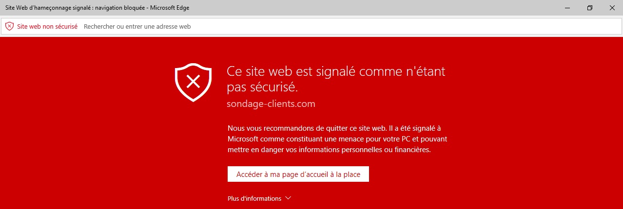 site web malveillant non sécurisé