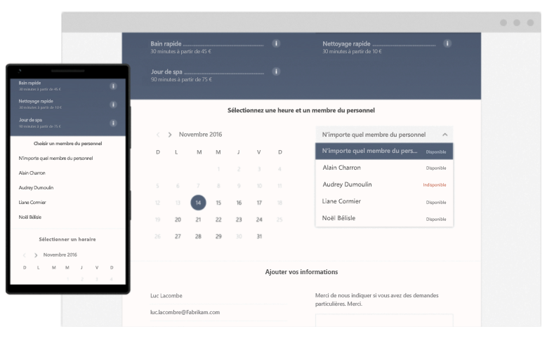 planning en ligne booking version mobile