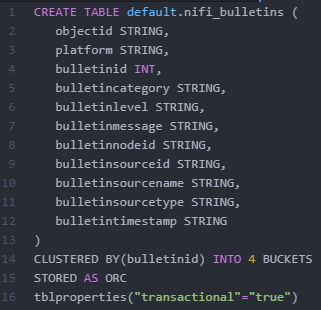 Create table