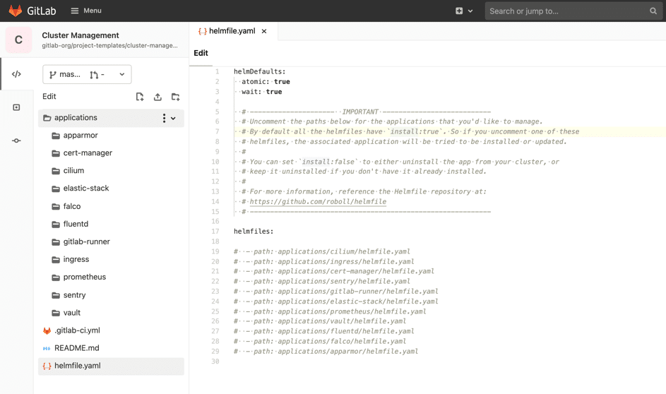 cluster management template modeles ci cd